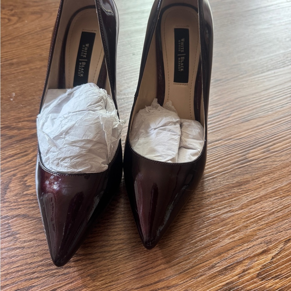 White House Black Market Glossy Brown Heels